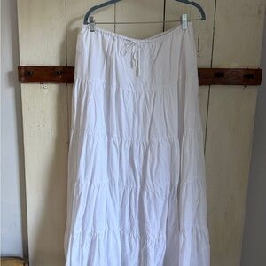 Caroline Constas White Tiered Maxi Skirt